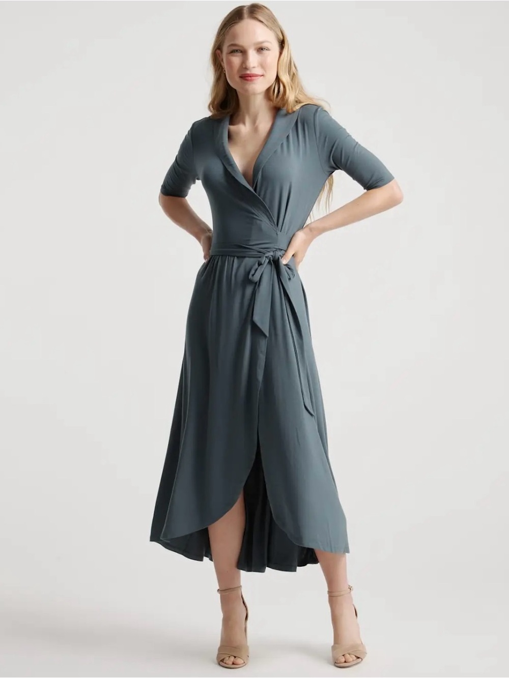 NWT Quince Tencel Jersey Midi Wrap Dress
